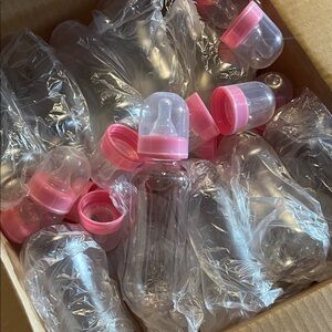 NEW- 20 pink and Clear Baby Bottles for baby shower